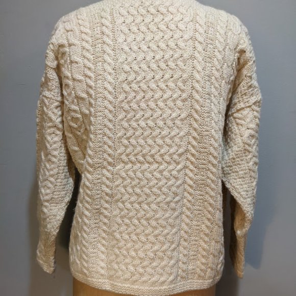 Authentic Irish Sweater Aran Carraig Donn Wool - Picture 6 of 10